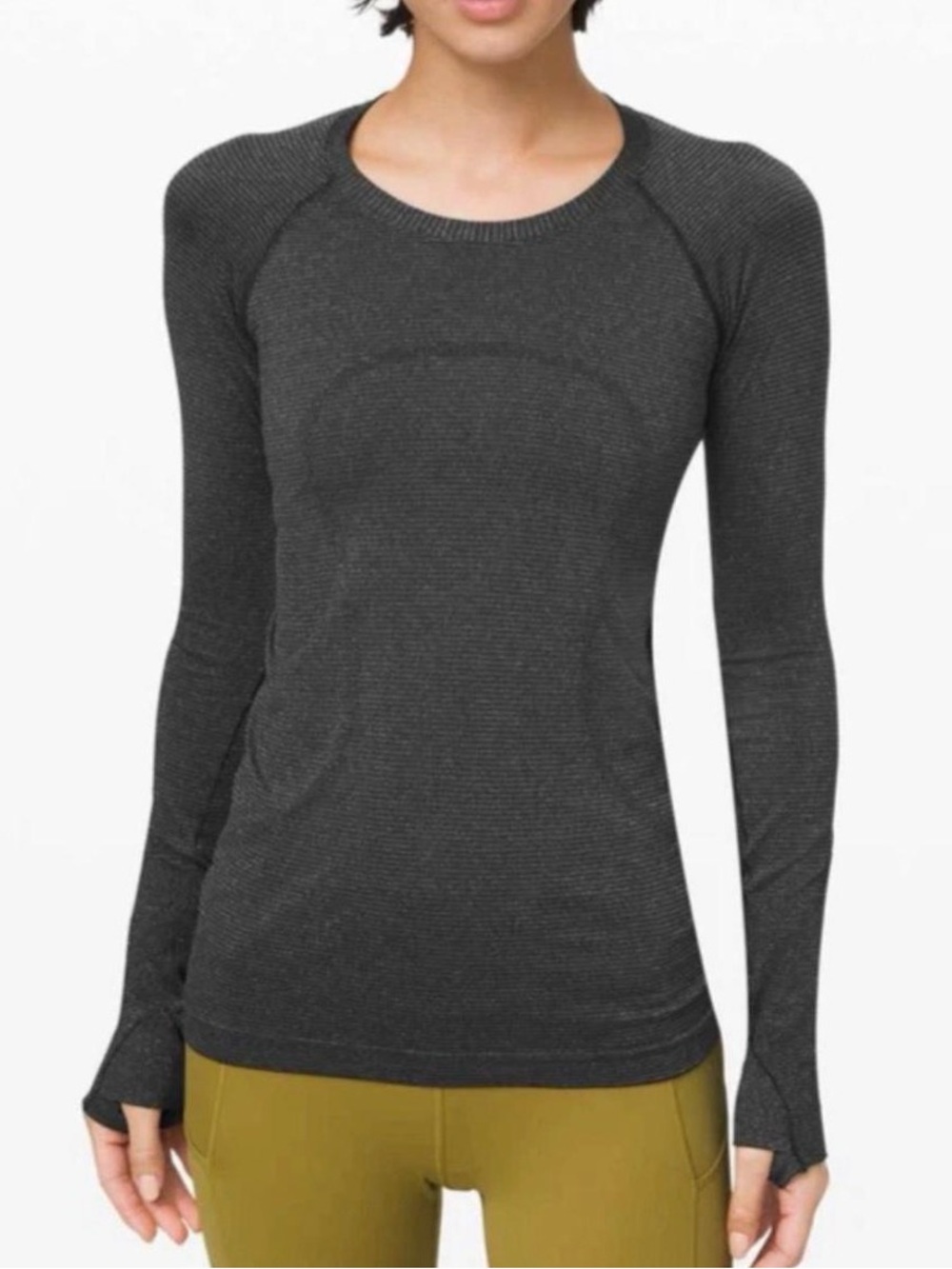 lululemon rare swiftly speed shine black with metallic long sleeve